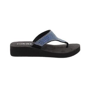 Women's Black and Blue Sandals